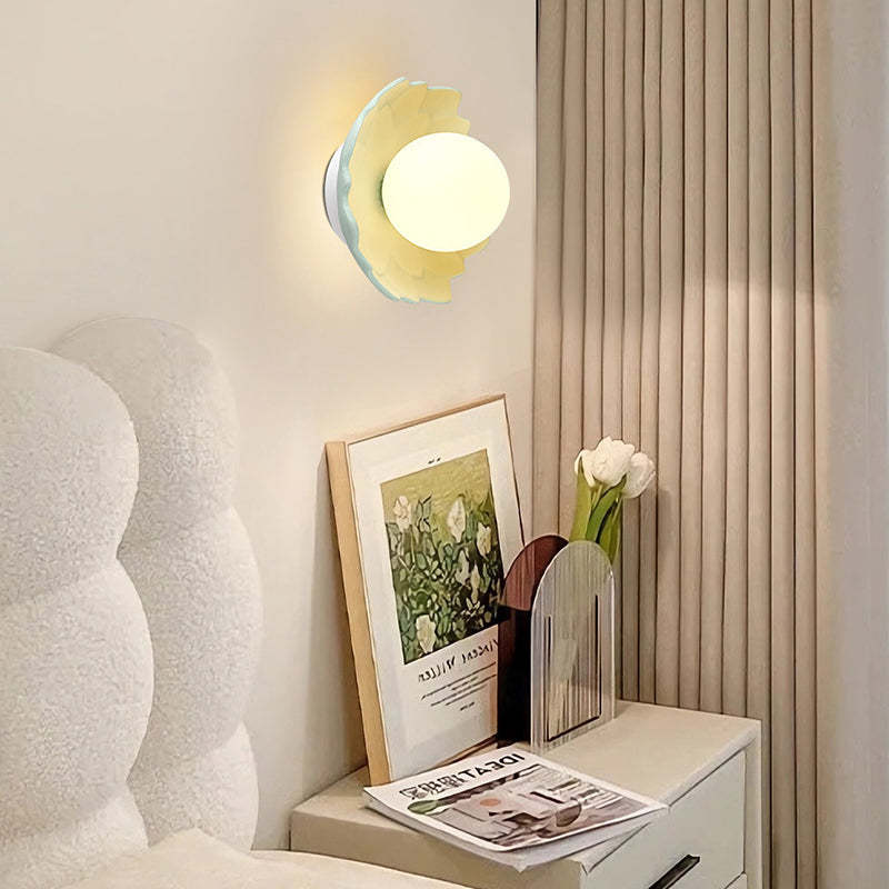 French Resin Flower Ball 1-Light Semi-Flush Ceiling Light