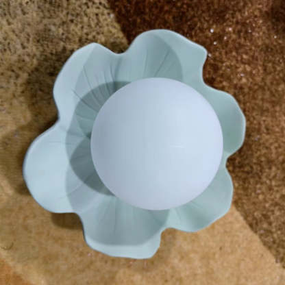 French Resin Flower Ball 1-Light Semi-Flush Ceiling Light