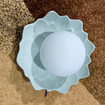 French Resin Flower Ball 1-Light Semi-Flush Ceiling Light