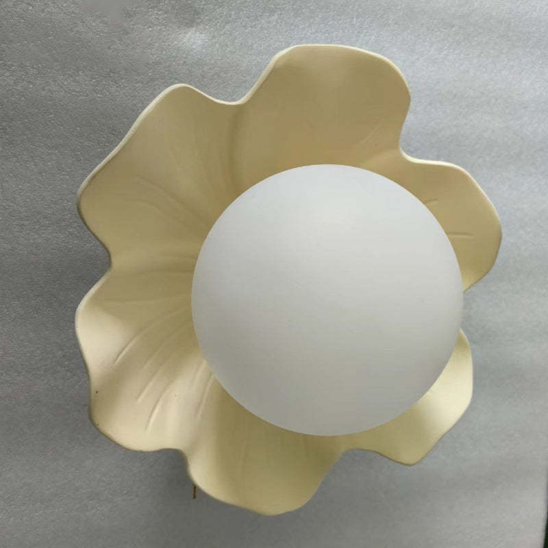 French Resin Flower Ball 1-Light Semi-Flush Ceiling Light