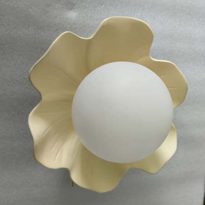 French Resin Flower Ball 1-Light Semi-Flush Ceiling Light