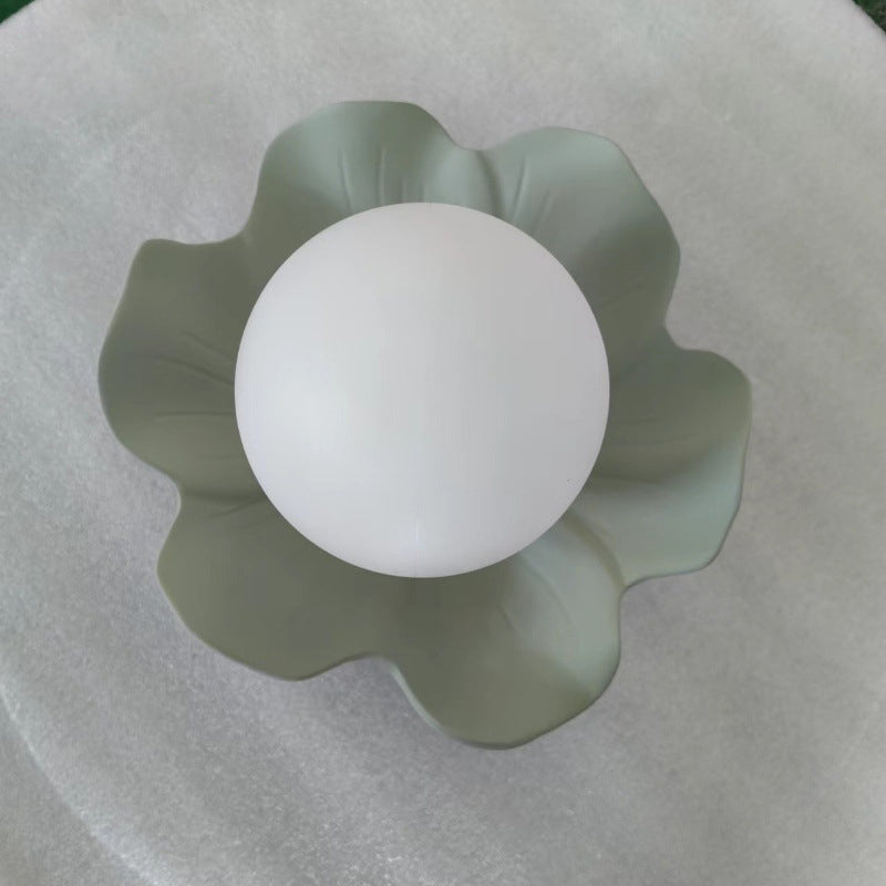 French Resin Flower Ball 1-Light Semi-Flush Ceiling Light