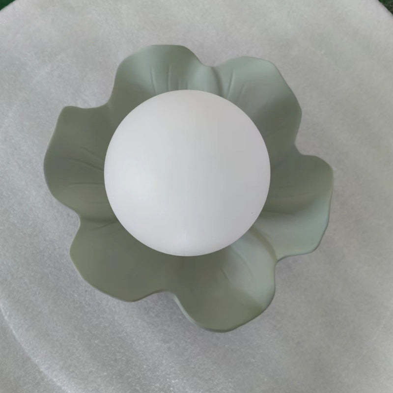 French Resin Flower Ball 1-Light Semi-Flush Ceiling Light
