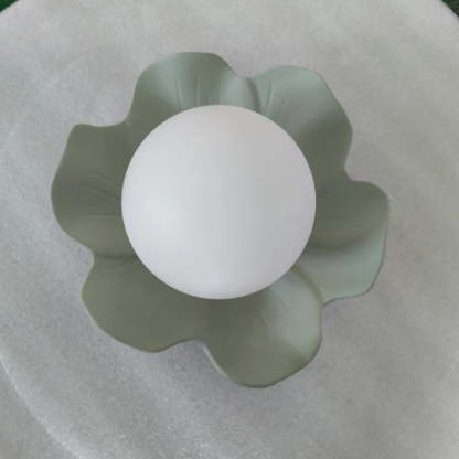 French Resin Flower Ball 1-Light Semi-Flush Ceiling Light