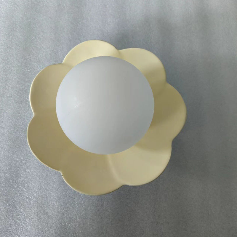 French Resin Flower Ball 1-Light Semi-Flush Ceiling Light