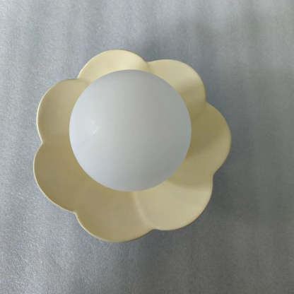 French Resin Flower Ball 1-Light Semi-Flush Ceiling Light
