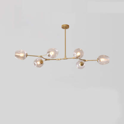 Mid-Century Iron Branch Glass Cup Chandelier — 7 & Gold Body - Transparent Glass Shade / 220V-240V For UK/AU