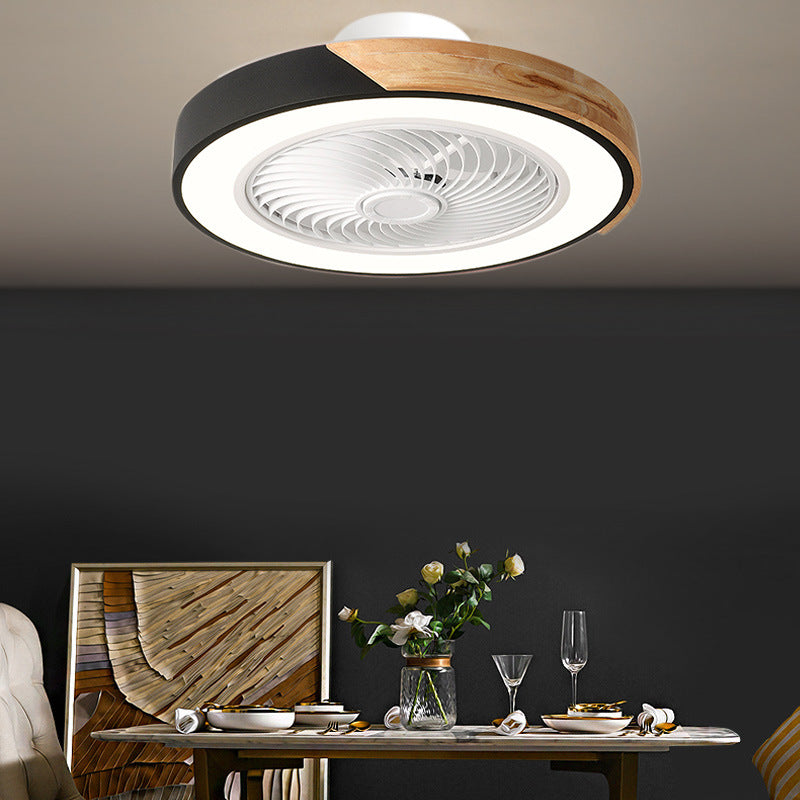 Scandinavian Iron Solid Wood LED Silent Ceiling Fan Light