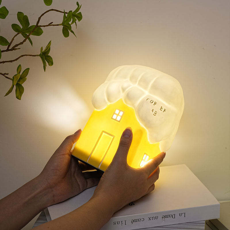 Contemporary Ceramic Snow House USB LED Night Lamp