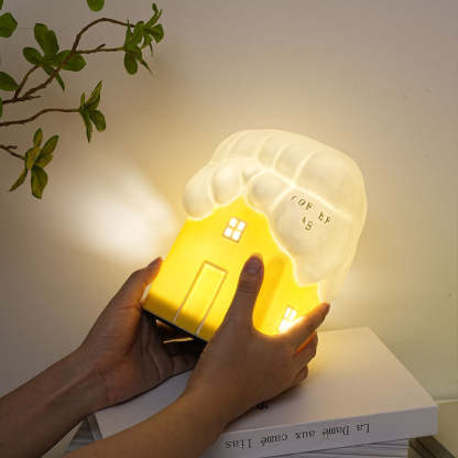 Contemporary Ceramic Snow House USB LED Night Lamp