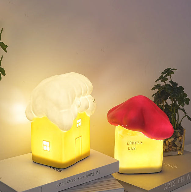 Contemporary Ceramic Snow House USB LED Night Lamp