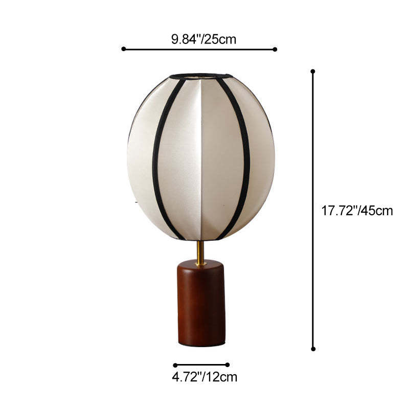 Mid-Century Fabric Lantern Solid Wood Lamp