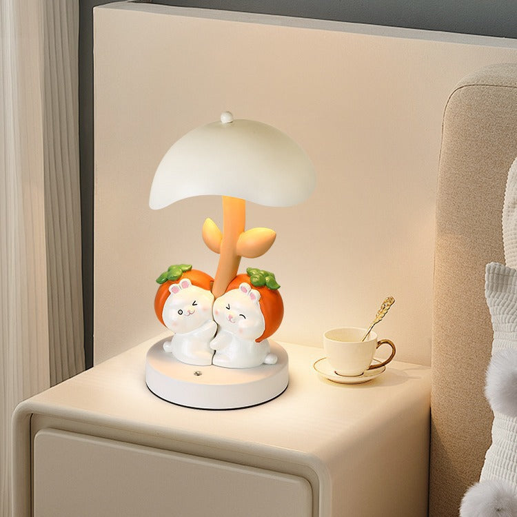 Resin Rabbit Iron Mushroom LED Night Light Table Lamp