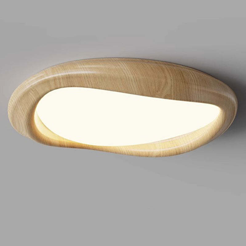 Iceberg Circle Iron Wood Grain LED Flush Ceiling Light