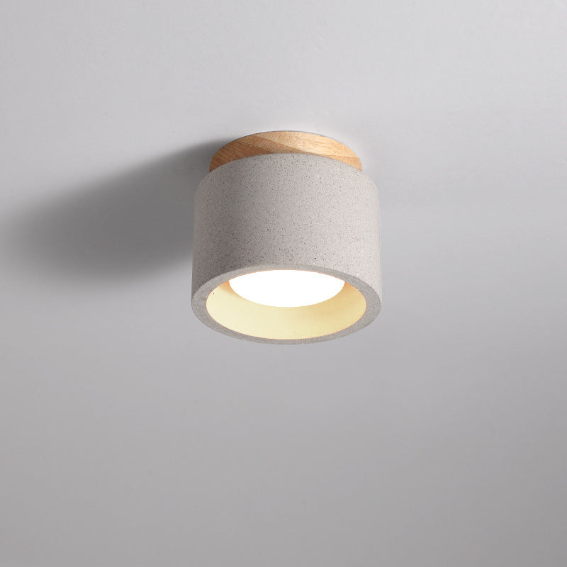 Minimalist terrazzo 1-light gray cement semi-flush mount light — 220V-240V (UK/AU)