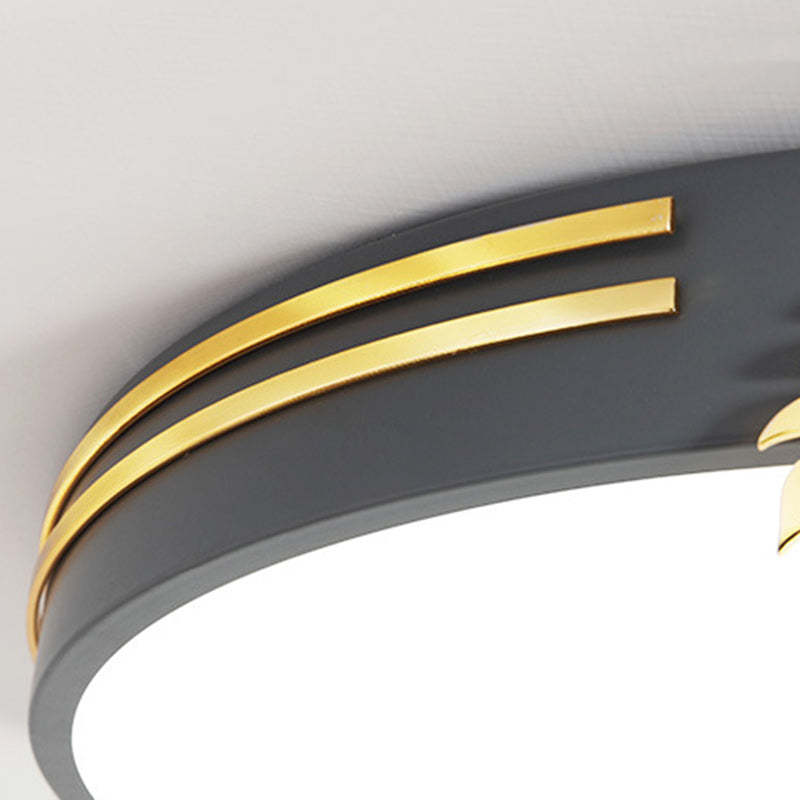 Wheat Ear Trim Iron Acrylic LED Flush Ceiling Light — Gray / Infinitely Dimmable / 110V-120V For US/CA