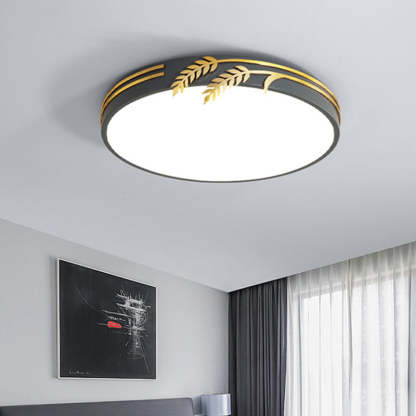 Wheat Ear Trim Iron Acrylic LED Flush Ceiling Light — Gray / Infinitely Dimmable / 220V-240V For UK/AU