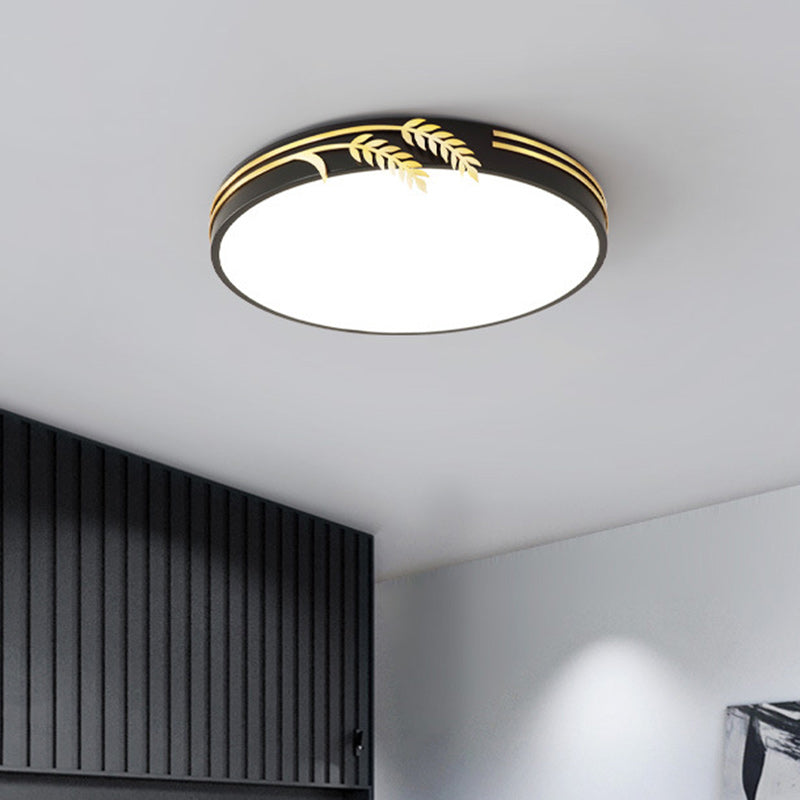 Wheat Ear Trim Iron Acrylic LED Flush Ceiling Light — Green / Infinitely Dimmable / 220V-240V For UK/AU