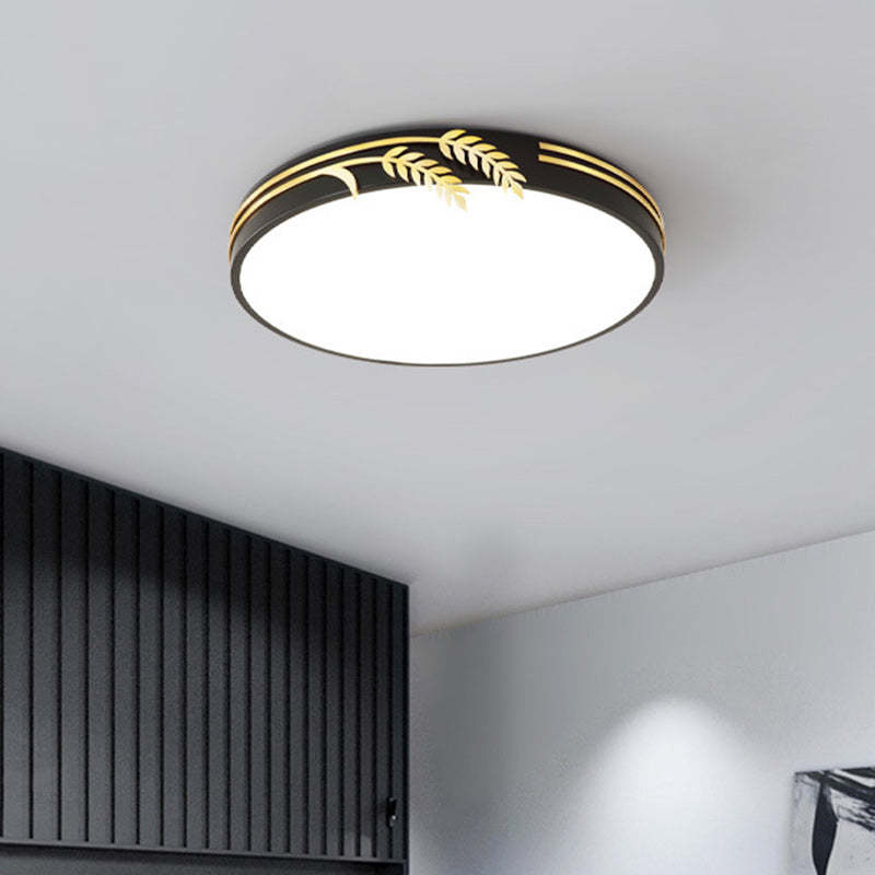 Wheat Ear Trim Iron Acrylic LED Flush Ceiling Light — Green / Infinitely Dimmable / 220V-240V For UK/AU