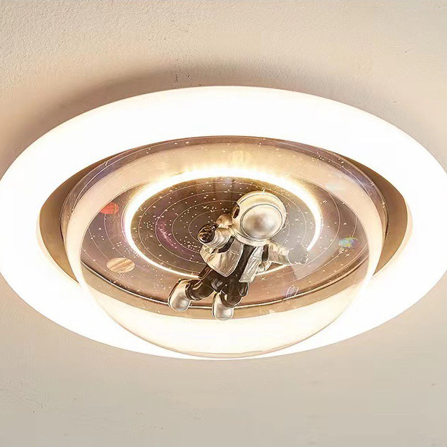 Cartoon Resin Planet Spaceman Iron Acrylic LED Flush Light