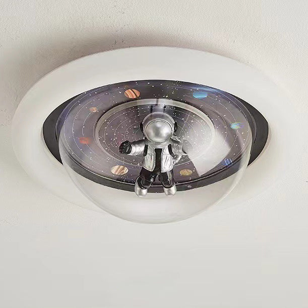 Cartoon Resin Planet Spaceman Iron Acrylic LED Flush Light
