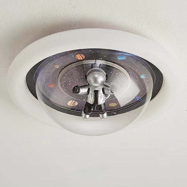 Cartoon Resin Planet Spaceman Iron Acrylic LED Flush Light