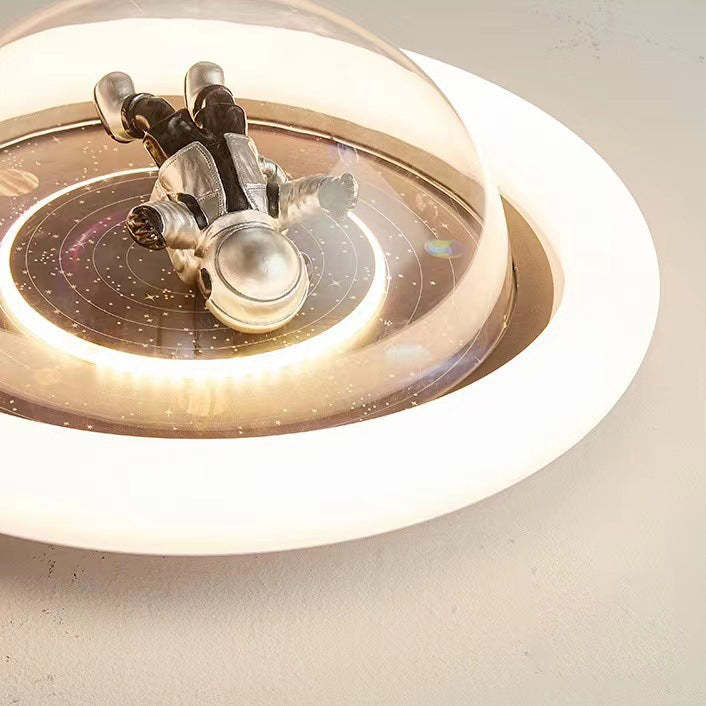 Cartoon Resin Planet Spaceman Iron Acrylic LED Flush Light