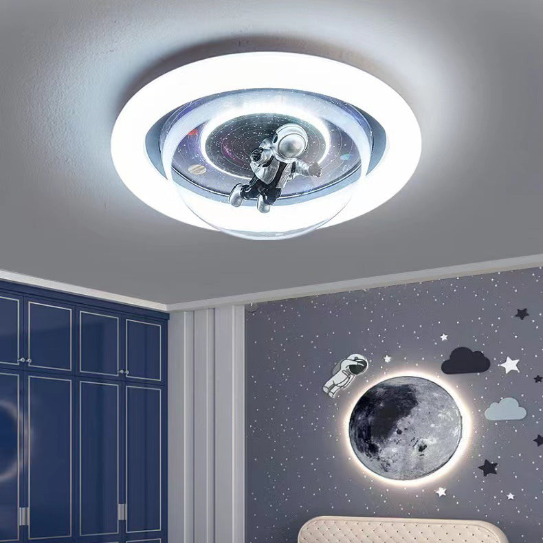 Cartoon Resin Planet Spaceman Iron Acrylic LED Flush Light