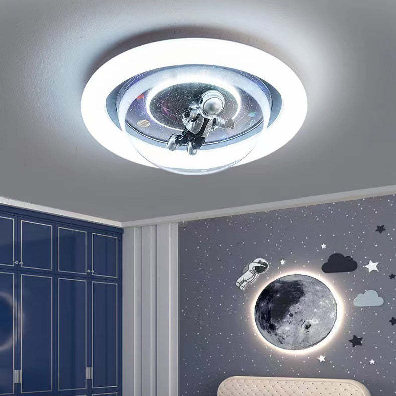 Cartoon Resin Planet Spaceman Iron Acrylic LED Flush Light
