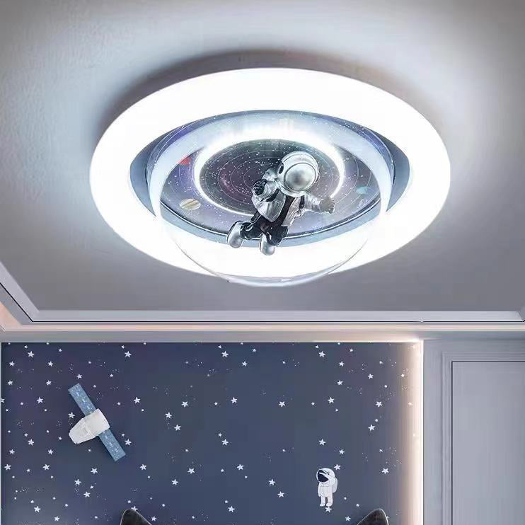 Cartoon Resin Planet Spaceman Iron Acrylic LED Flush Light