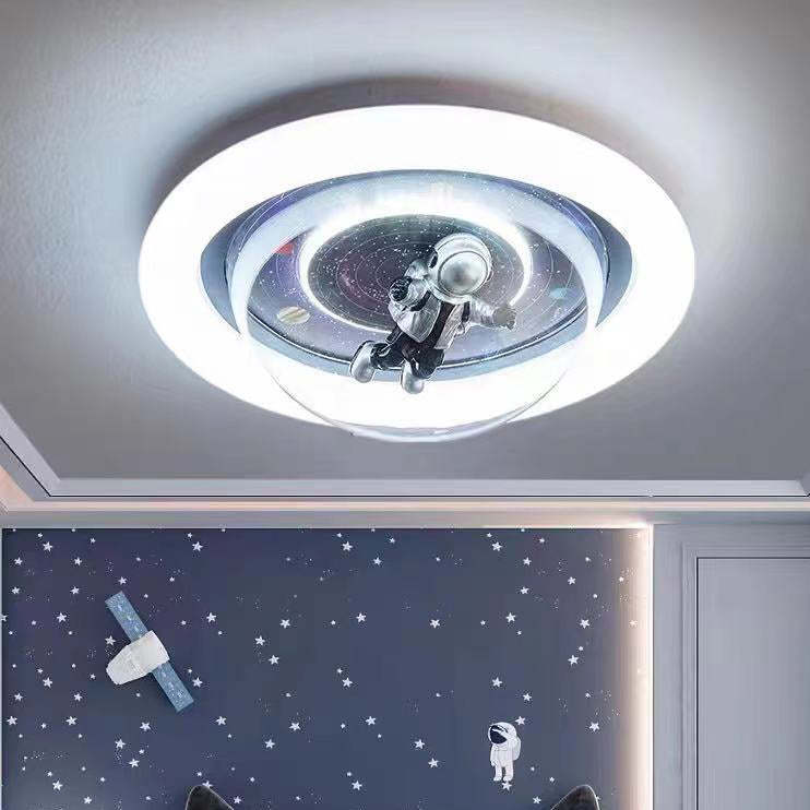 Cartoon Resin Planet Spaceman Iron Acrylic LED Flush Light