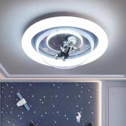 Cartoon Resin Planet Spaceman Iron Acrylic LED Flush Light