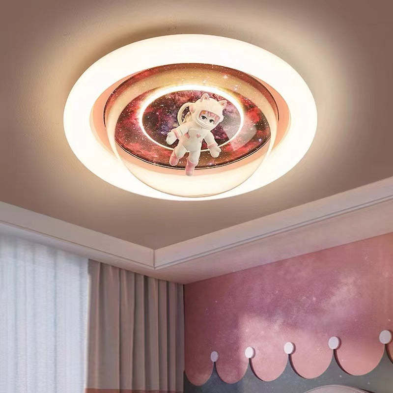 Cartoon Resin Planet Spaceman Iron Acrylic LED Flush Light