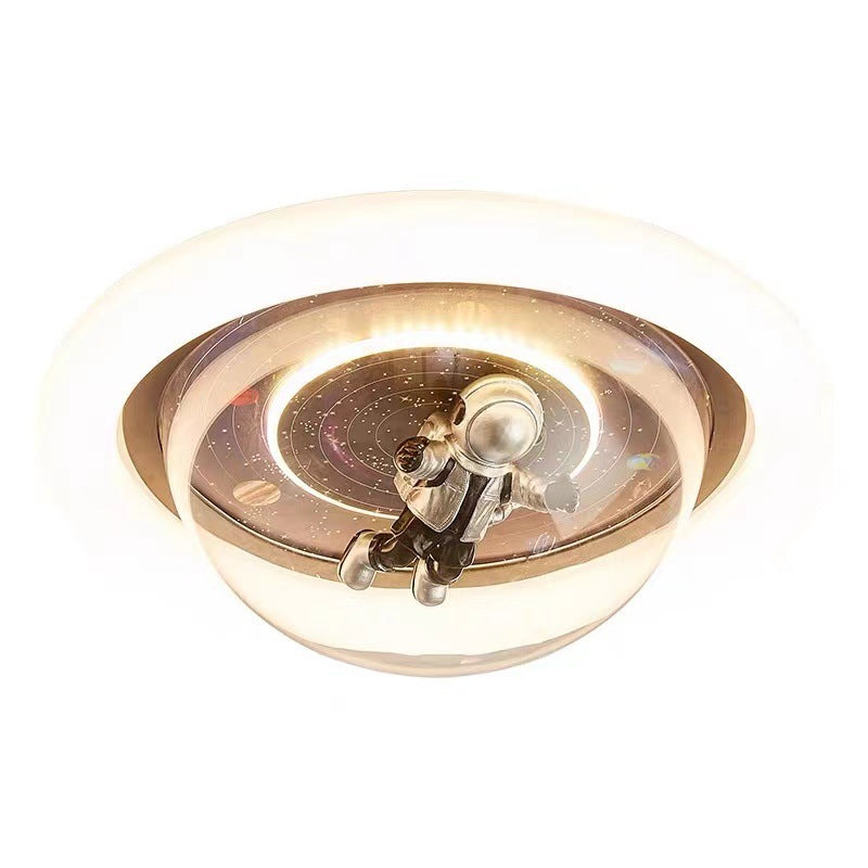 Cartoon Resin Planet Spaceman Iron Acrylic LED Flush Light