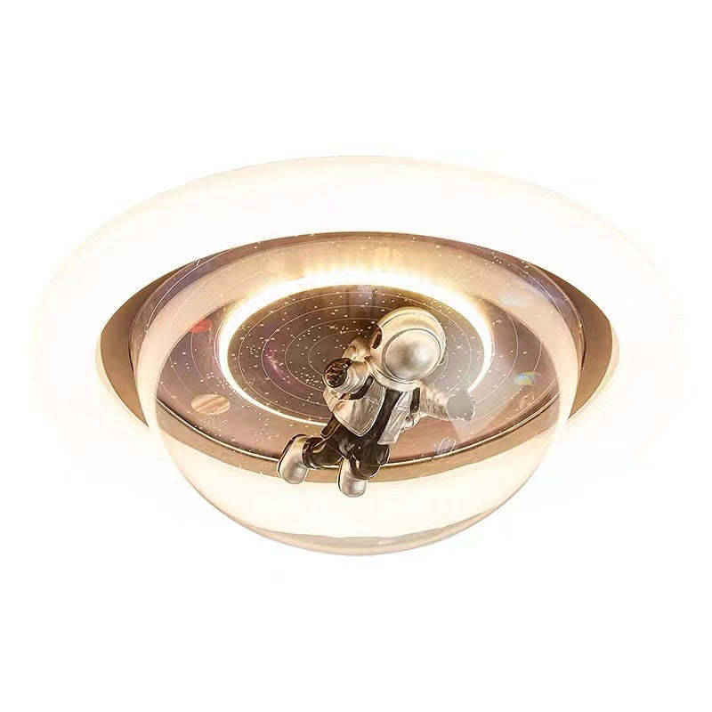 Cartoon Resin Planet Spaceman Iron Acrylic LED Flush Light