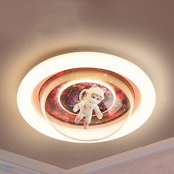 Cartoon Resin Planet Spaceman Iron Acrylic LED Flush Light