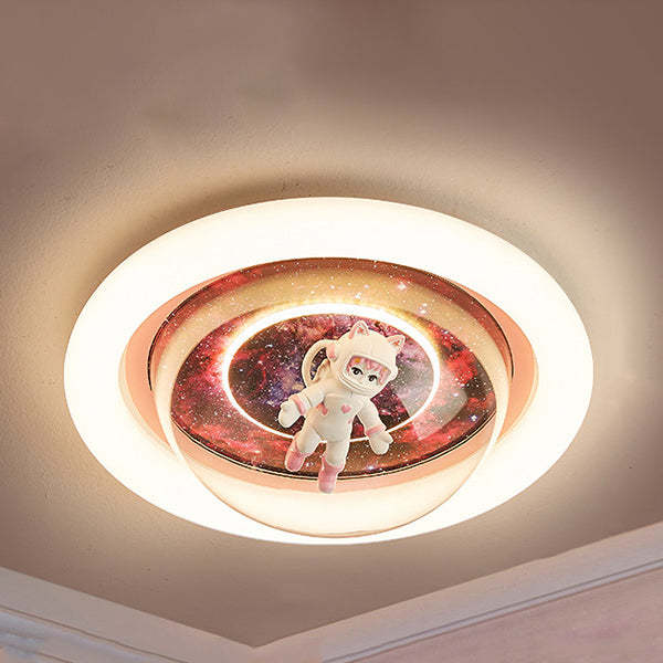 Cartoon Resin Planet Spaceman Iron Acrylic LED Flush Light