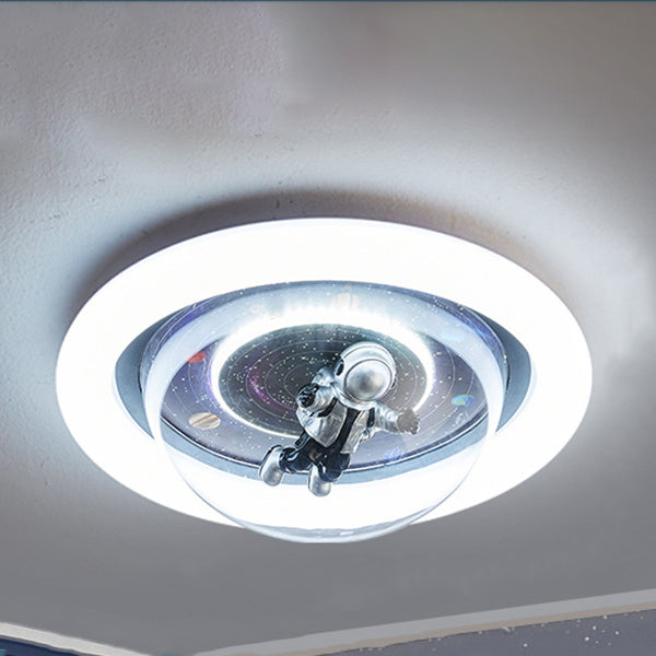 Cartoon Resin Planet Spaceman Iron Acrylic LED Flush Light