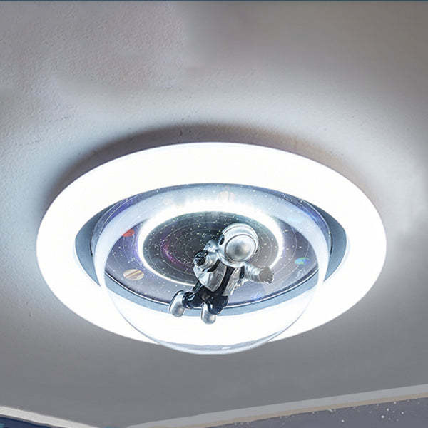 Cartoon Resin Planet Spaceman Iron Acrylic LED Flush Light