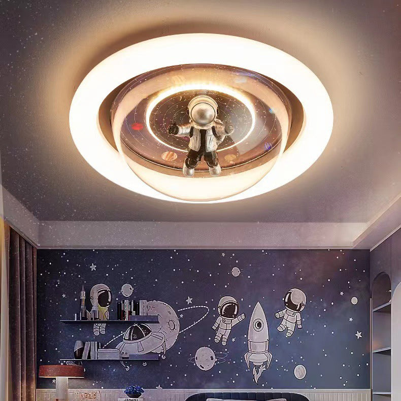 Cartoon Resin Planet Spaceman Iron Acrylic LED Flush Light