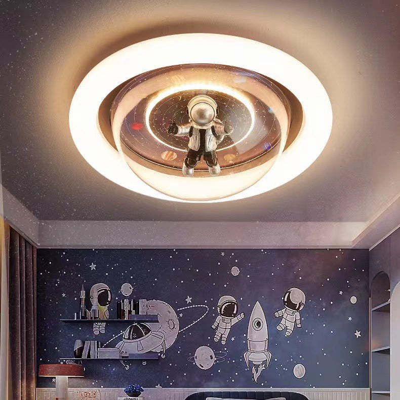 Cartoon Resin Planet Spaceman Iron Acrylic LED Flush Light