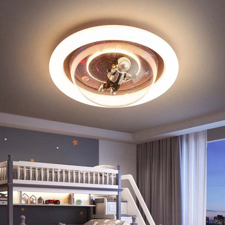Cartoon Resin Planet Spaceman Iron Acrylic LED Flush Light