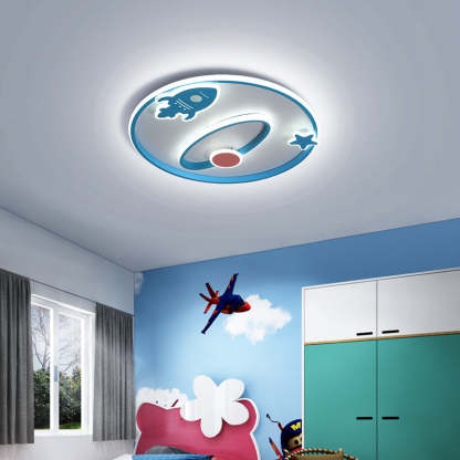 Cartoon Space Rocket Iron Acrylic LED Flush Ceiling Light
