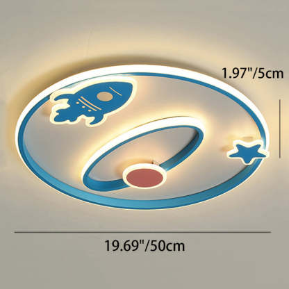 Cartoon Space Rocket Iron Acrylic LED Flush Ceiling Light