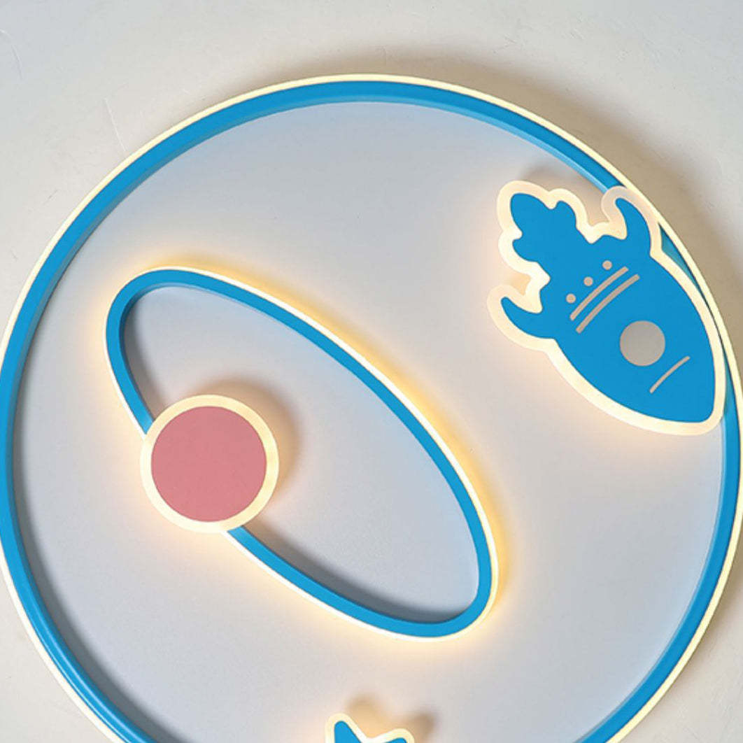 Cartoon Space Rocket Iron Acrylic LED Flush Ceiling Light