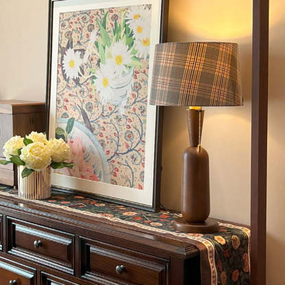 Traditional Colonial Plaid Column Table Lamp — A / 110V-120V For US/CA
