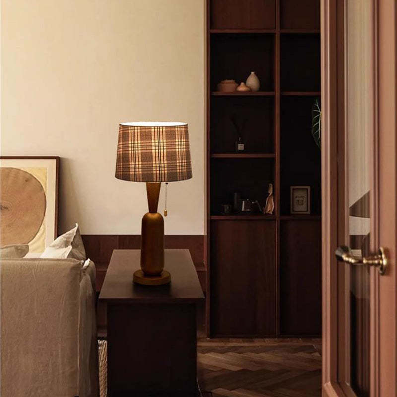 Traditional Colonial Plaid Column Table Lamp