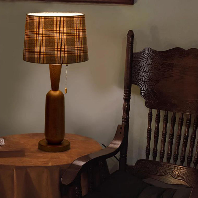 Traditional Colonial Plaid Column Table Lamp — A / 220V-240V For UK/AU