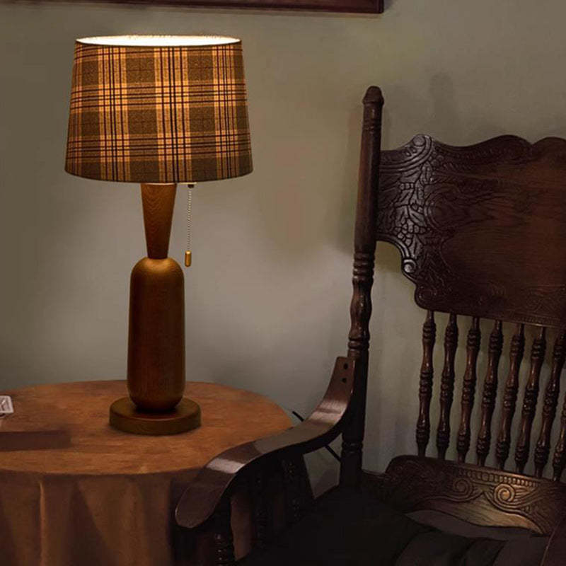 Traditional Colonial Plaid Column Table Lamp — A / 220V-240V For UK/AU