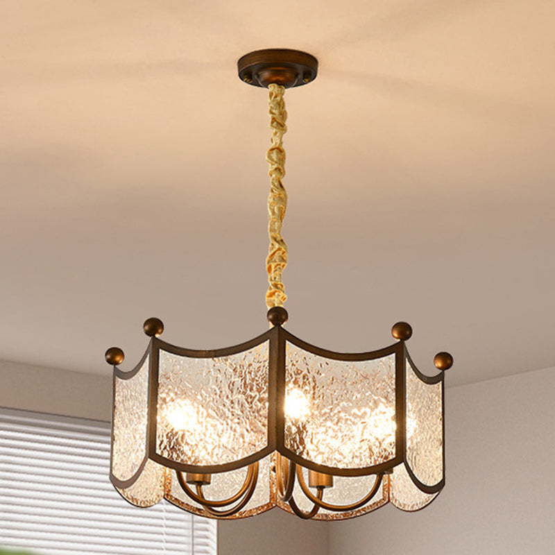 French Corrugated Ripple Glass Chandelier